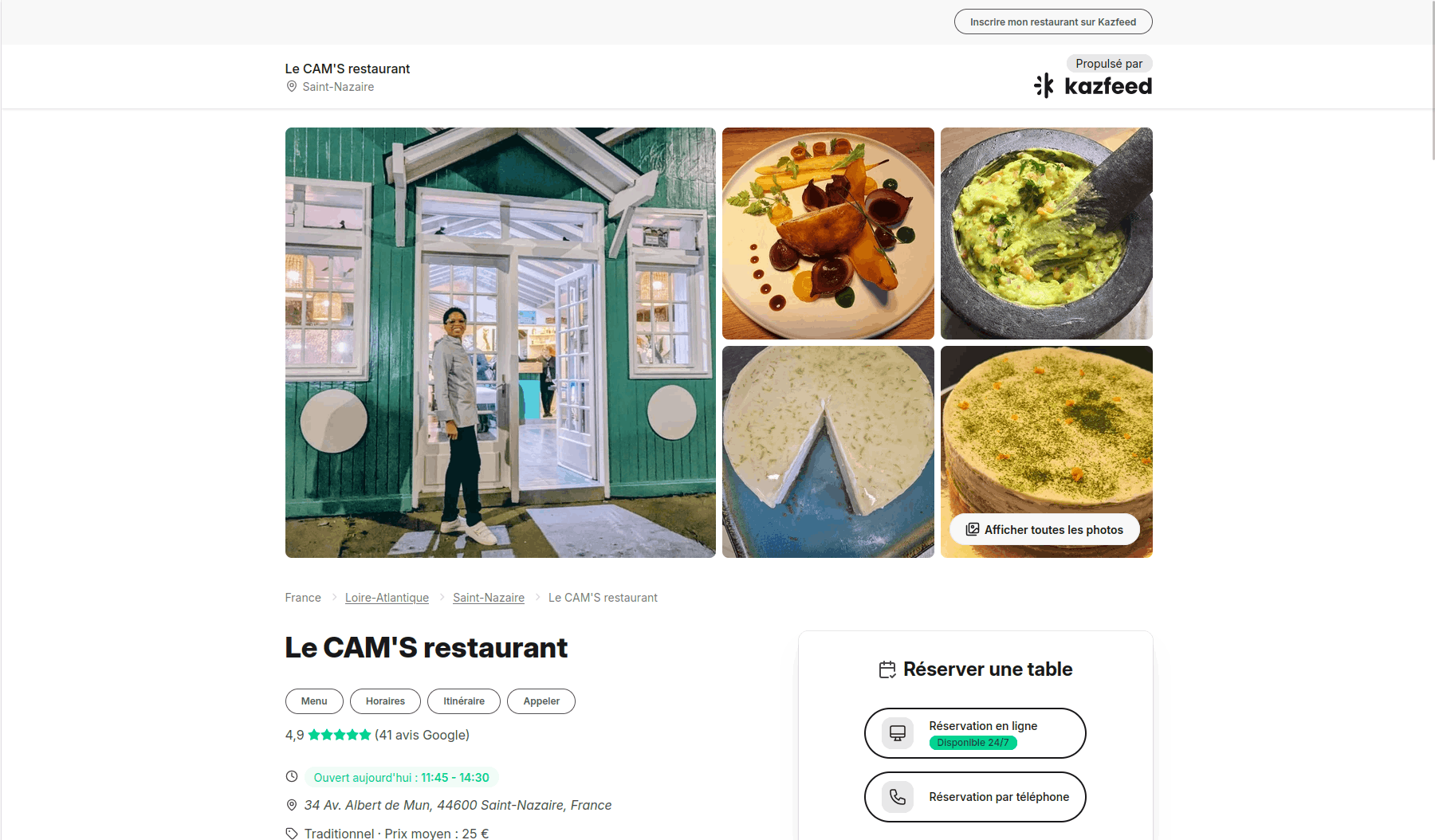 Page restaurant Kazfeed