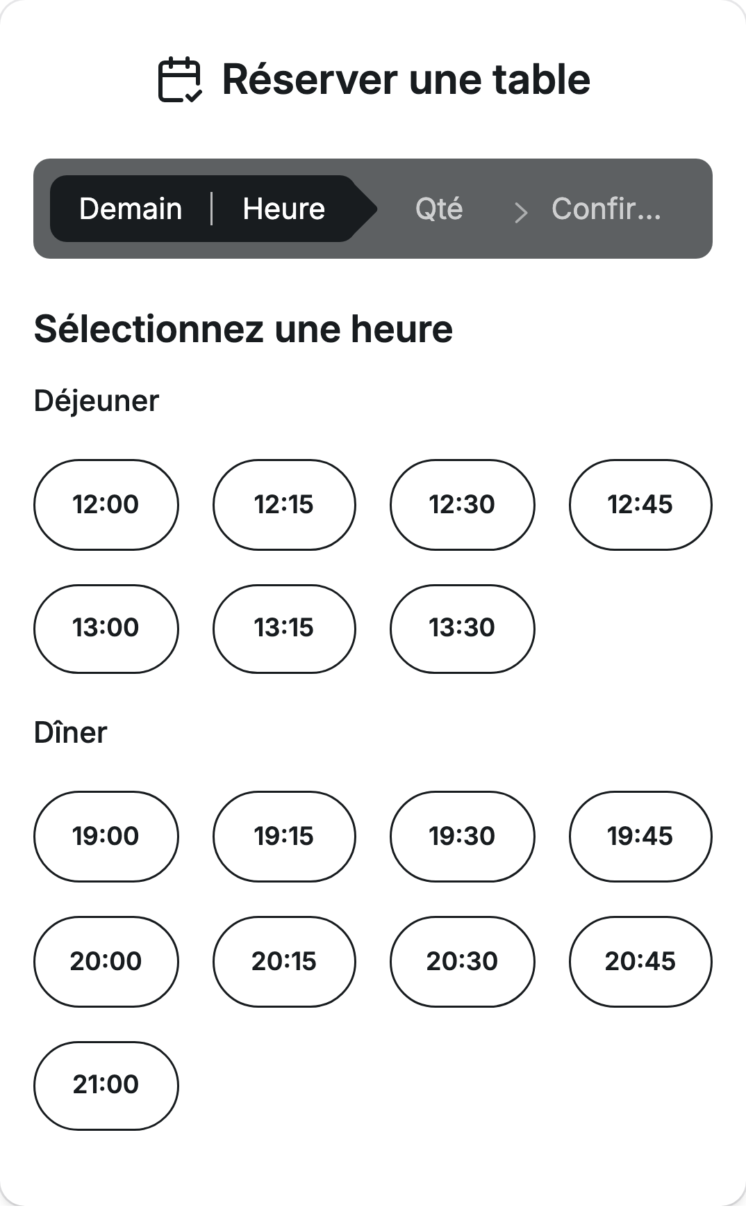 Widget de réservation Kazfeed sur mobile